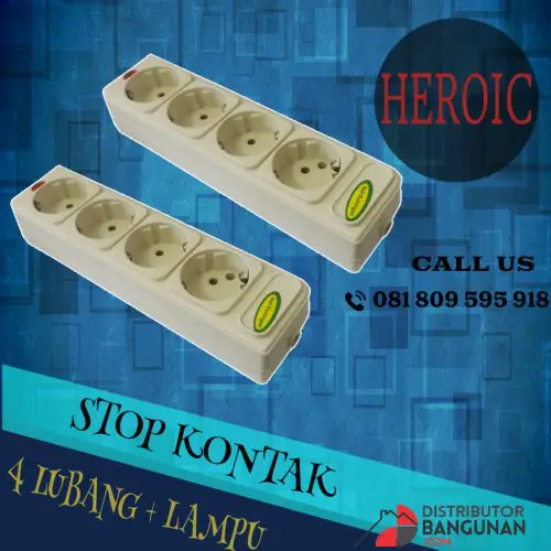 Stop Kontak 4 Lbg "HEROIC" + Lampu (12pcs)