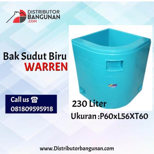 Bak Air Sudut "WARREN" 230Ltr Biru