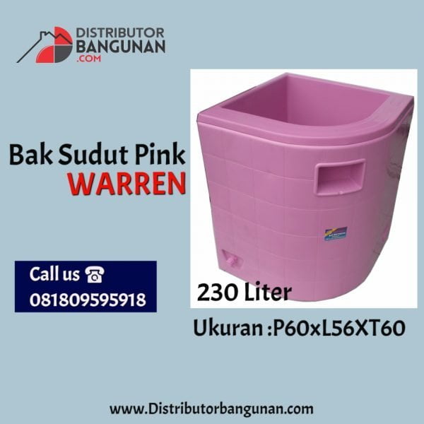 Bak Air Sudut "WARREN" 230Ltr Pink