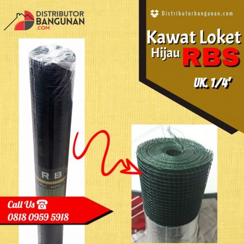 Kawat Loket 1/4 PVC Hijau "RBS/CAB/SKA" 1 Kawat Loket 1/4 PVC Hijau "RBS/CAB/SKA"