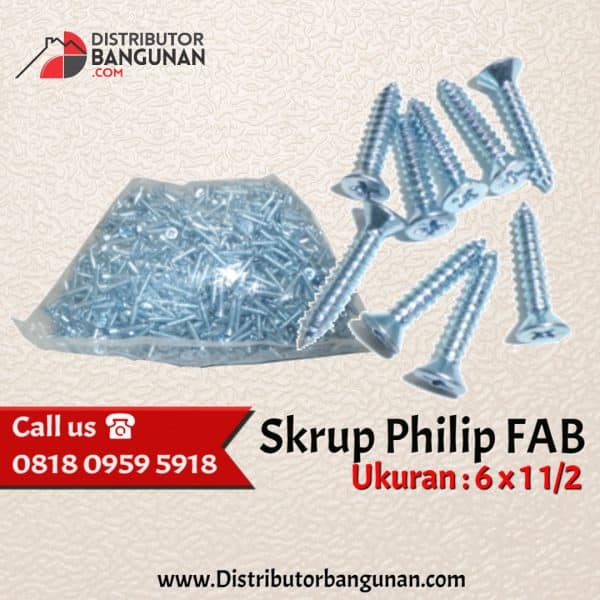 skrup philip fab 6 x 1 1/2 (Hal Belakang Bagian Skrup)