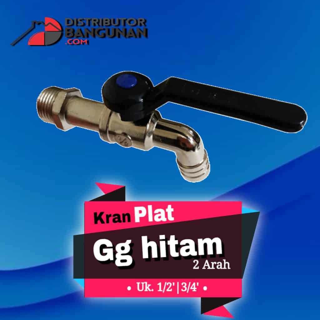 Kran Gg Hitam 1/2 "WELLUP/MIGHTY" 2 Arah 1 kran plat gagang hitam 2arah 1