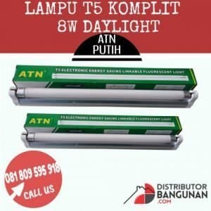 LAMPU T5 KOMPLIT 8 W DAYLIGHT ATN PUTIH