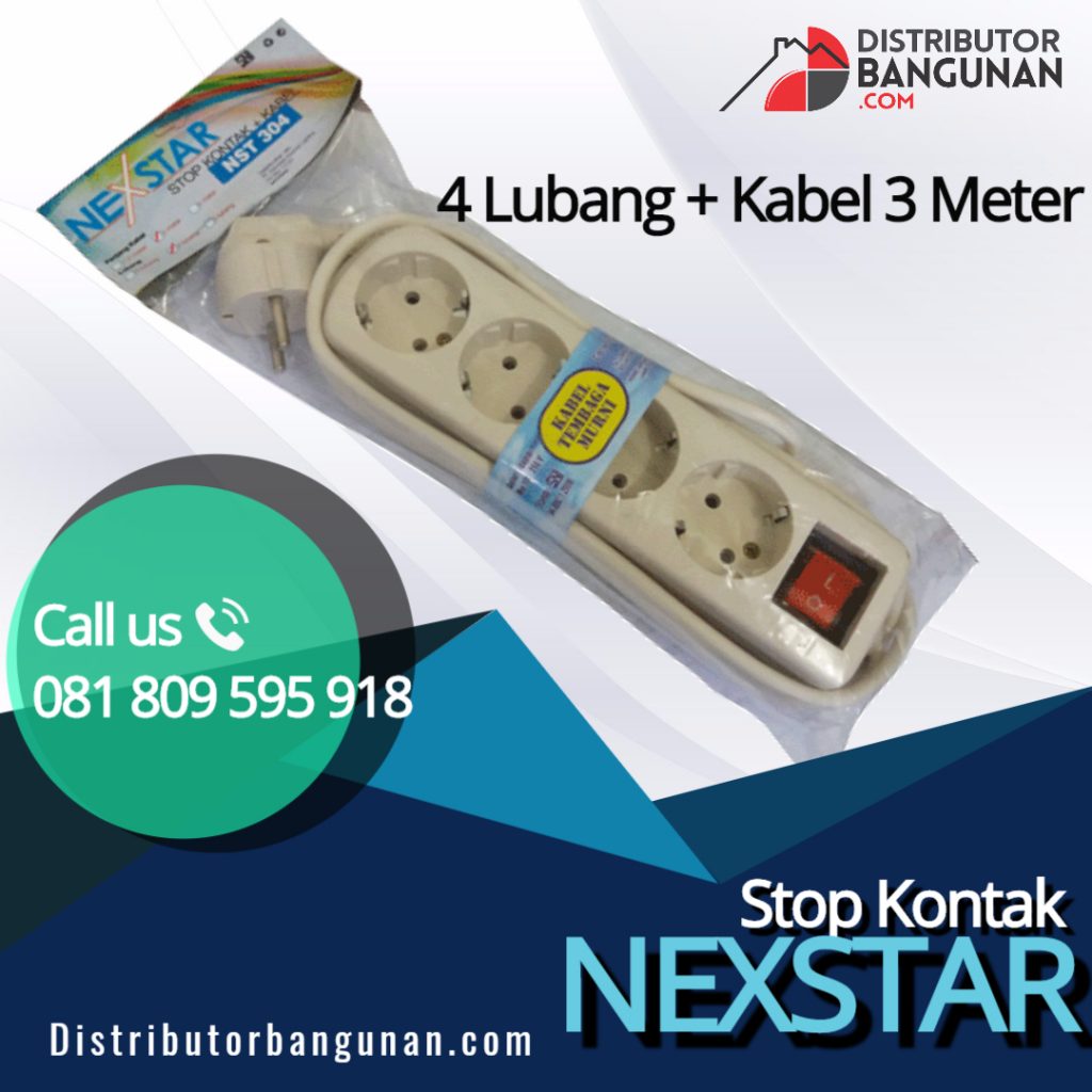 Stop Kontak 4 lubang NEXSTAR + 3 meter kabel