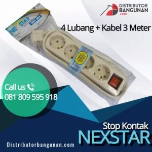 Stop Kontak 4 lubang NEXSTAR + 3 meter kabel
