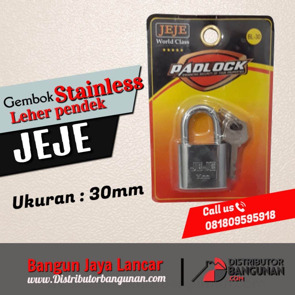 Gembok Stainless Leher Pendek 30mm JEJE