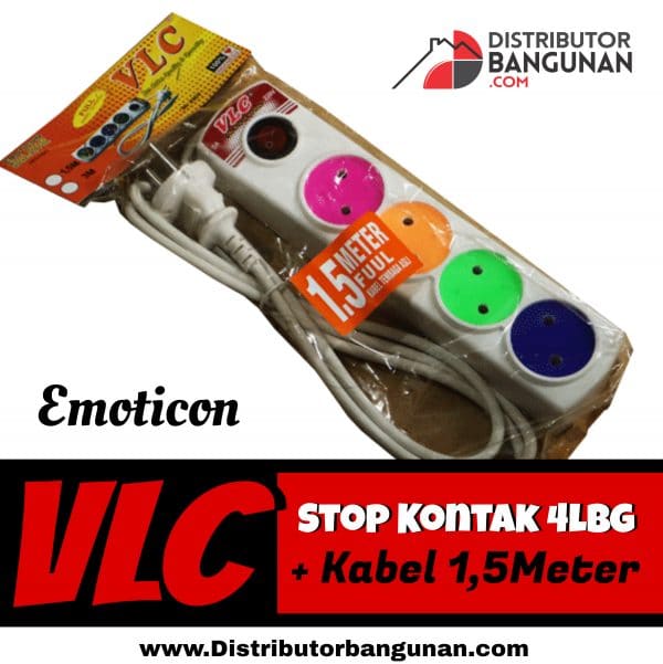 Stop Kontak 4 Lubang + Kabel 1,5 m Emoticon VLC (165)