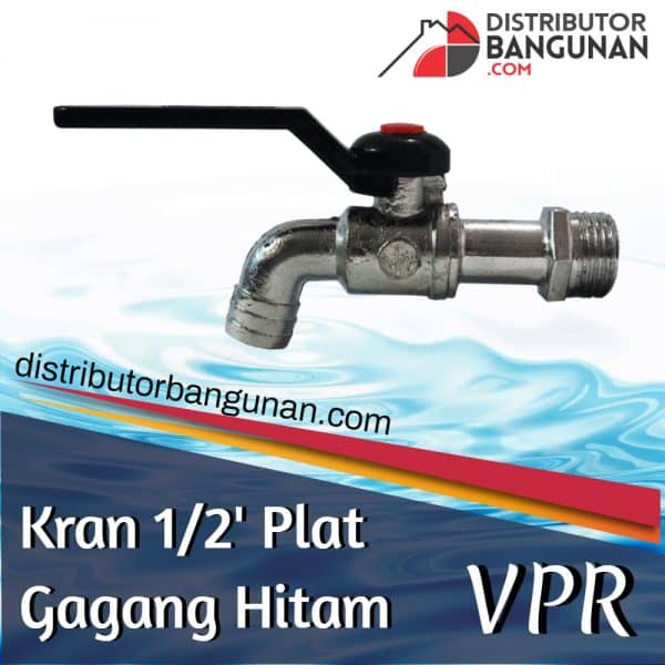 Kran 1/2' Plat Gagang Hitam "VPR" (49)