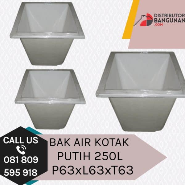 Bak Air Kotak 250 Ltr Putih P63xL63xT63