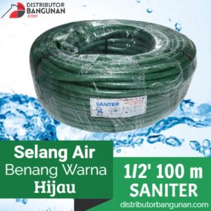 Selang Air Benang Warna Hijau 1per2' 100 m SANITER