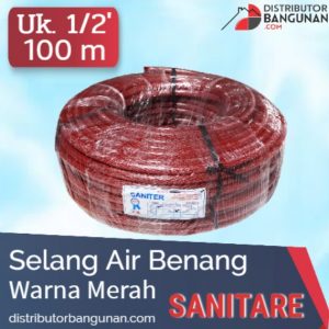 Selang Air Benang Warna Merah 1per2' 100 m SANITER