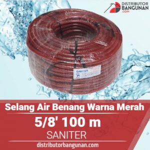 Selang Air Benang Warna Merah 5per8' 100 m SANITER