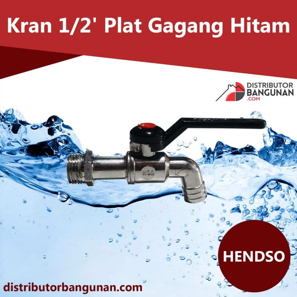 Kran 1per2 Plat gagang Hitam HENDSO