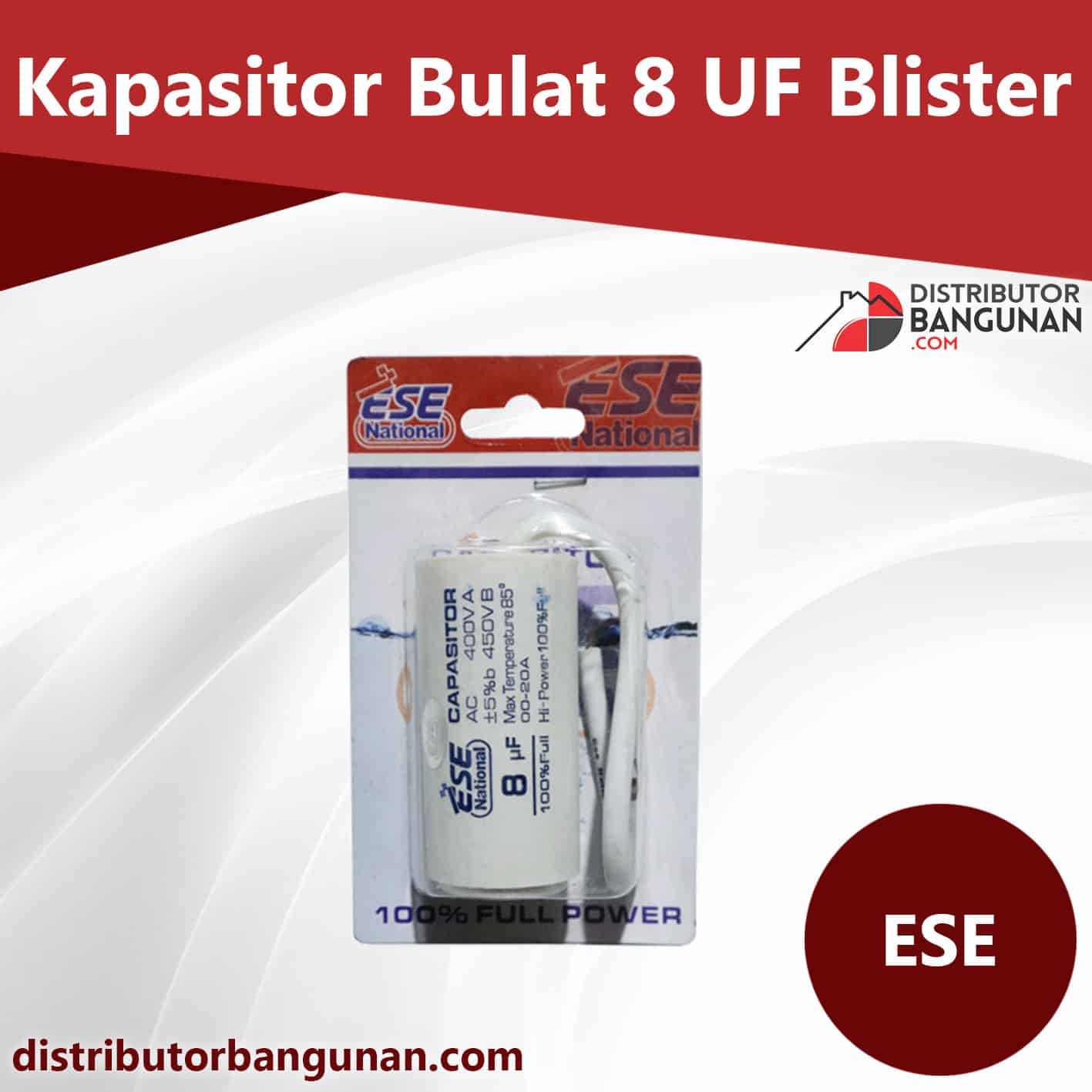 Kapasitor Bulat 8 Uf Blister ESE (40)