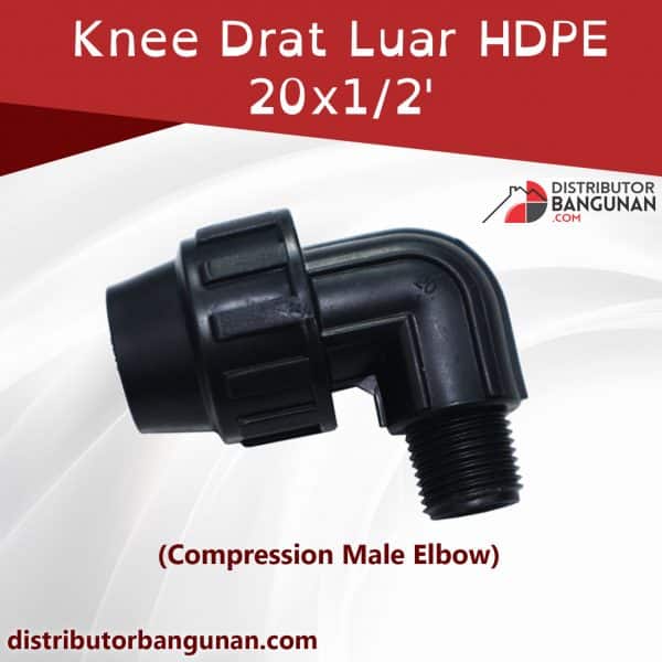 Knee Drat Luar Hdpe 20x1/2’ ( Compression Male Elbow )