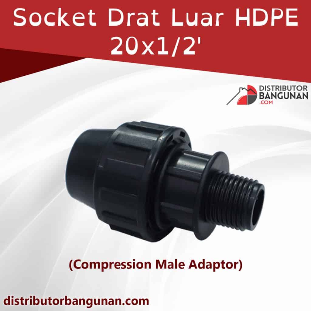 Socket Drat Luar HDPE 20x1per2 Compression Male Adaptor