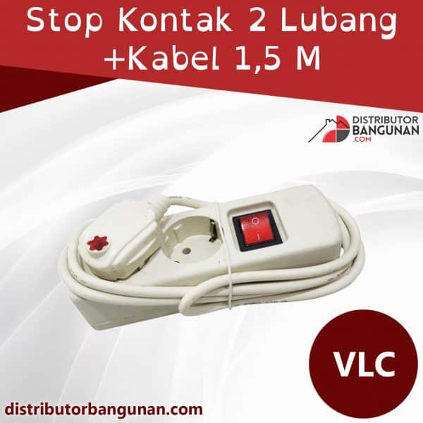 Stop Kontak 2 Lubang + Kabel 1,5m VLC (166)
