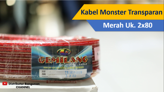Kabel Monster Transparan Warna Merah Uk.2×80