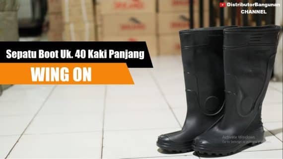 Sepatu Boot Uk.40 Kk Pjg Hitam WING ON