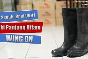 Sepatu Boot Uk.41 Kk Pjg Hitam WING ON