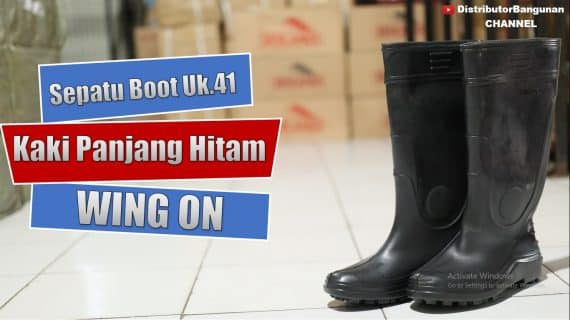 Sepatu Boot Uk.41 Kk Pjg Hitam WING ON