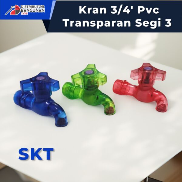 Kran 3/4' Pvc Transparan Segi 3 SKT