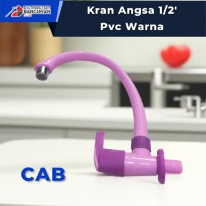 Kran Angsa Dapur 1/2' PVC Warna CAB berwarna ungu dengan desain angsa yang fleksibel, ideal untuk dapur modern dengan aliran air stabil dan hemat air.