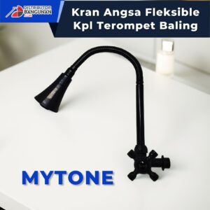 Kran Angsa Fleksibel Kpl Terompet Baling MYTONE berwarna hitam dengan leher fleksibel dan kepala berbentuk terompet untuk aliran air stabil.