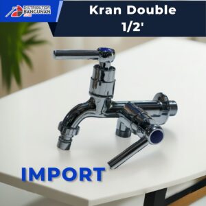 Kran Double 1/2' IMPORT - Desain Chrome Modern dengan 2 Output Air