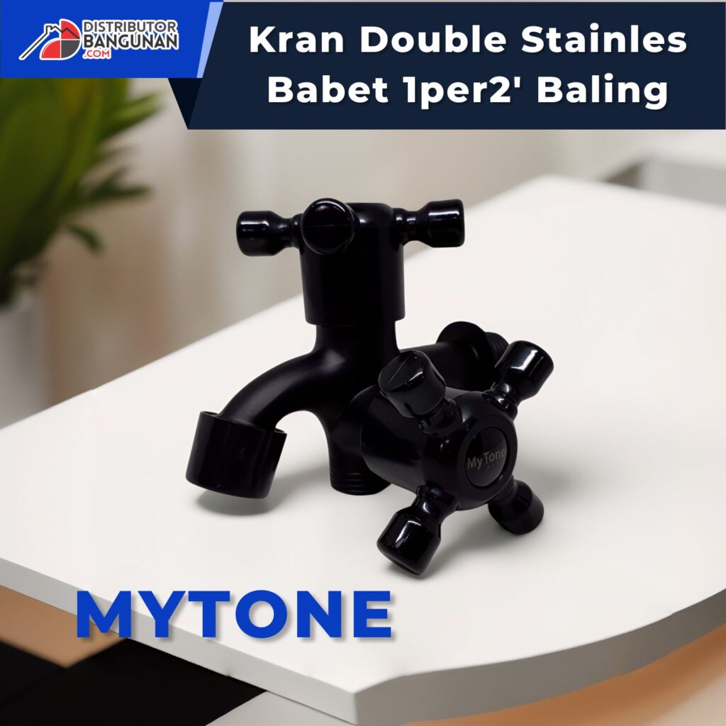 Kran Double Stainless Babet 1/2' Baling MYTONE - Solusi Modern yang Keren dan Kokoh 1 Kran Double Stainless Babet 1/2' Baling MYTONE - Desain Hitam Elegan dan Kokoh