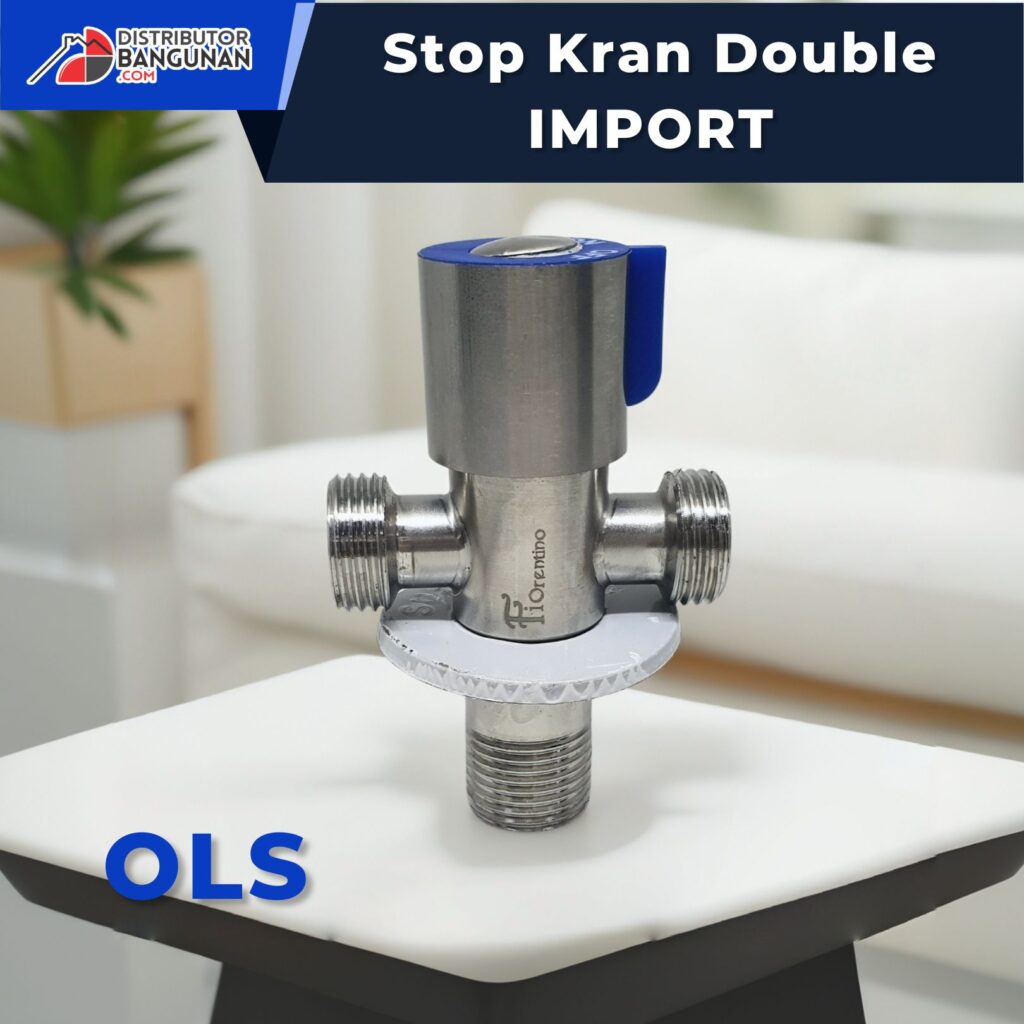 Stop Kran Double 1/2' IMPORT OLS - Kran Stainless Tahan Karat dengan 2 Output Air