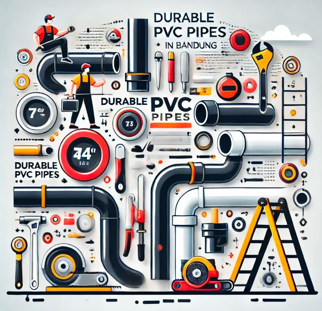 Gambar ilustrasi Pipa PVC 3/4 inch tahan lama di Bandung, kokoh, anti bocor, dan cocok untuk proyek bangunan besar maupun rumah tangga.