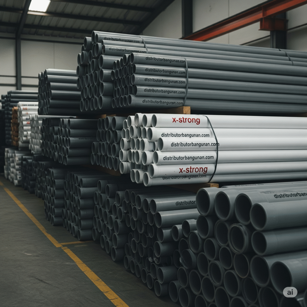 Stok Pipa PVC untuk proyek komersial Bandung di gudang DistributorBangunan.com