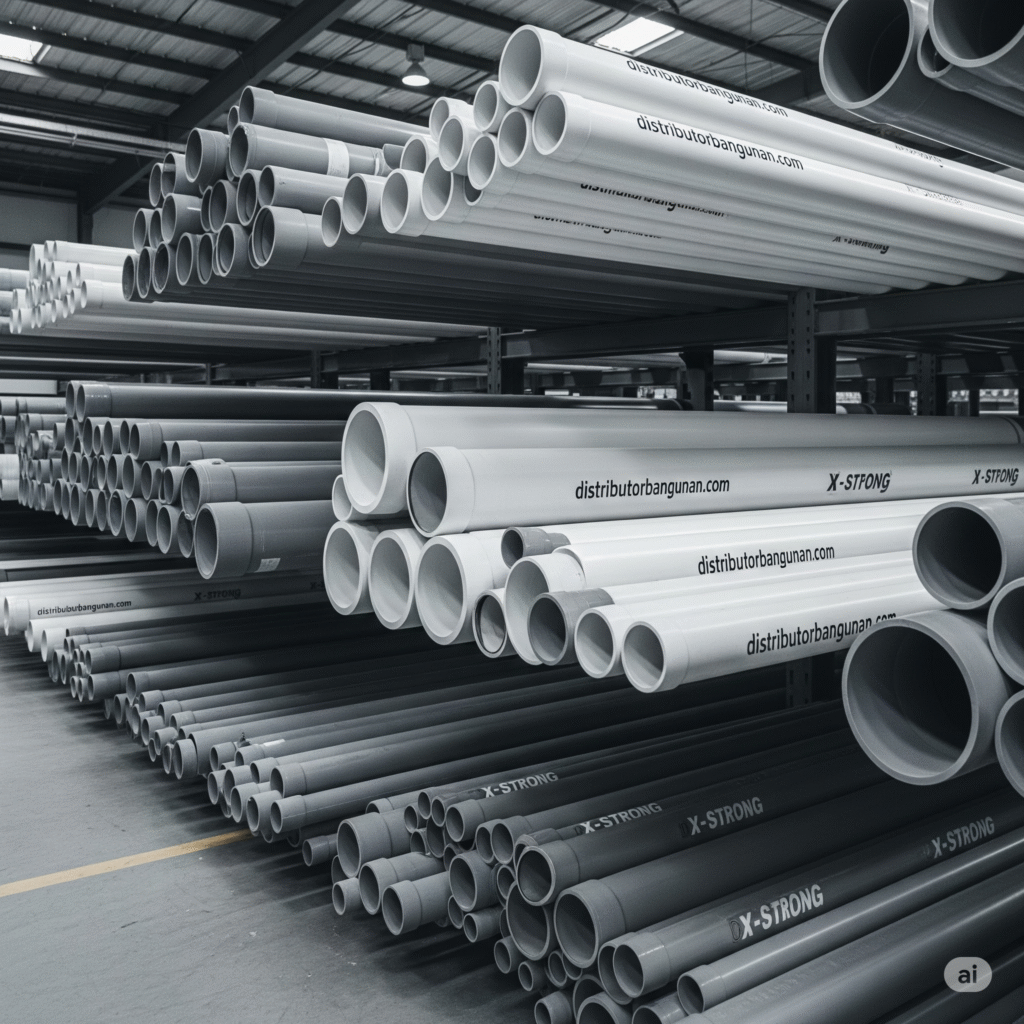 Stok Pipa PVC untuk proyek industri Bandung di gudang DistributorBangunan.com